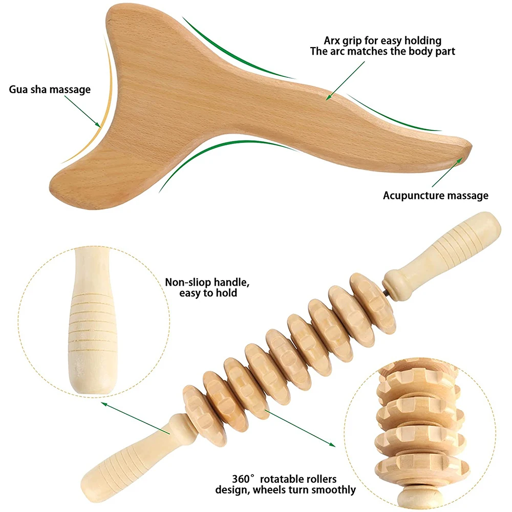 Premium Maderotherapy Wooden Tools 5 In 1 - Image 2