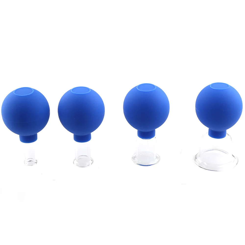 Vacuum Cupping Set 4 Pieces Rubber Head Glass Anti Cellulite and Face Massage - Image 2