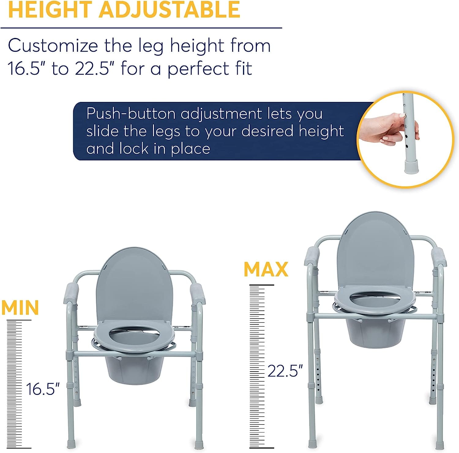 Aluminium Bedside Height Adjustable Toilet Seat - Image 7