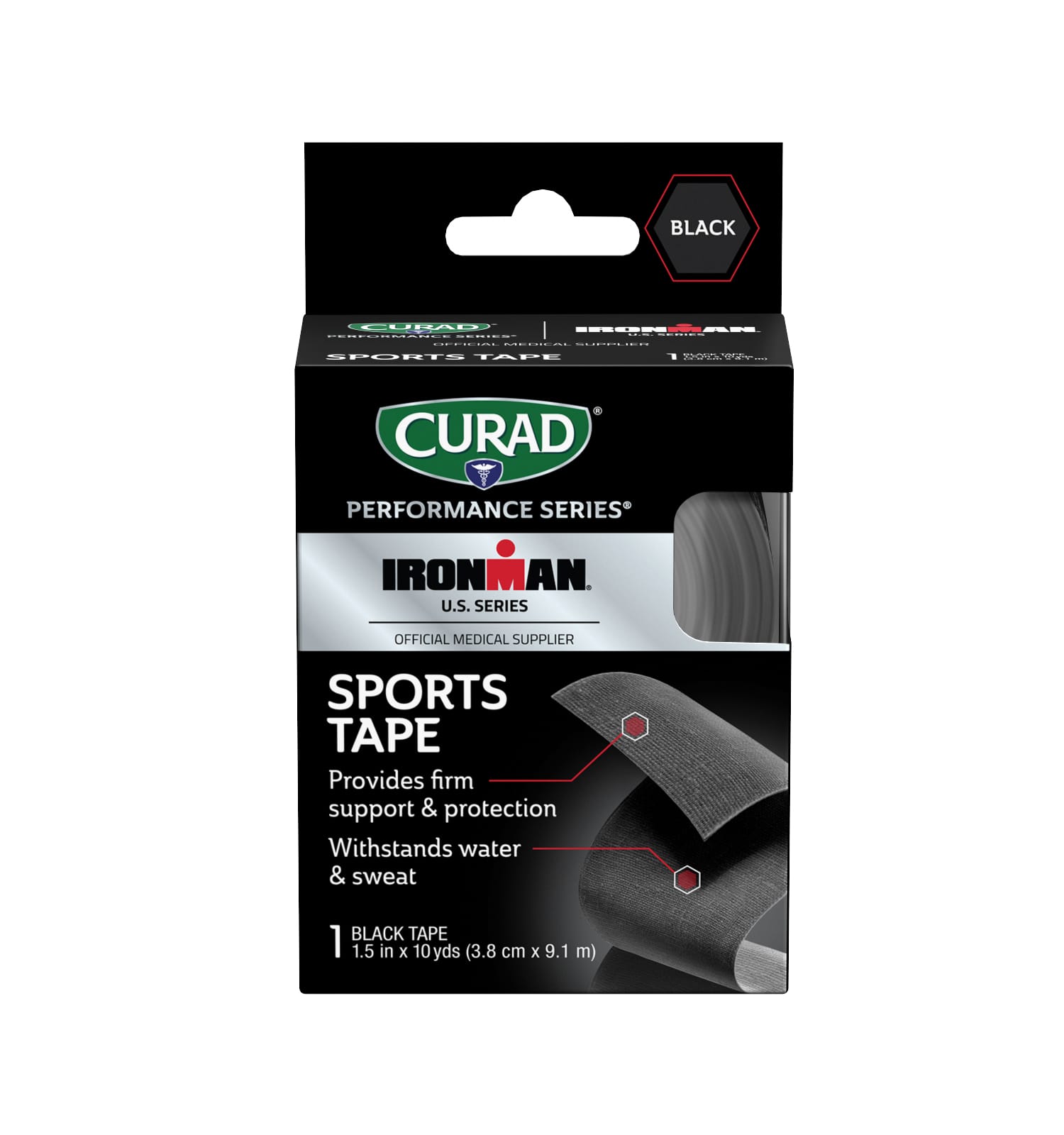 Curad Performance Series Black Sports Tape 3.8cm x 9.1m