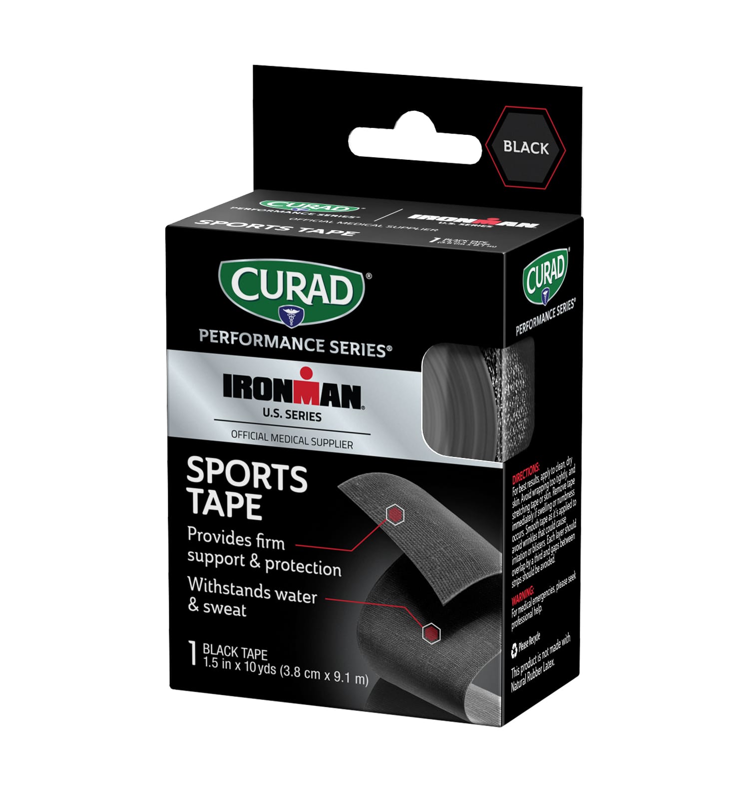 Curad Performance Series Black Sports Tape 3.8cm x 9.1m - Image 2