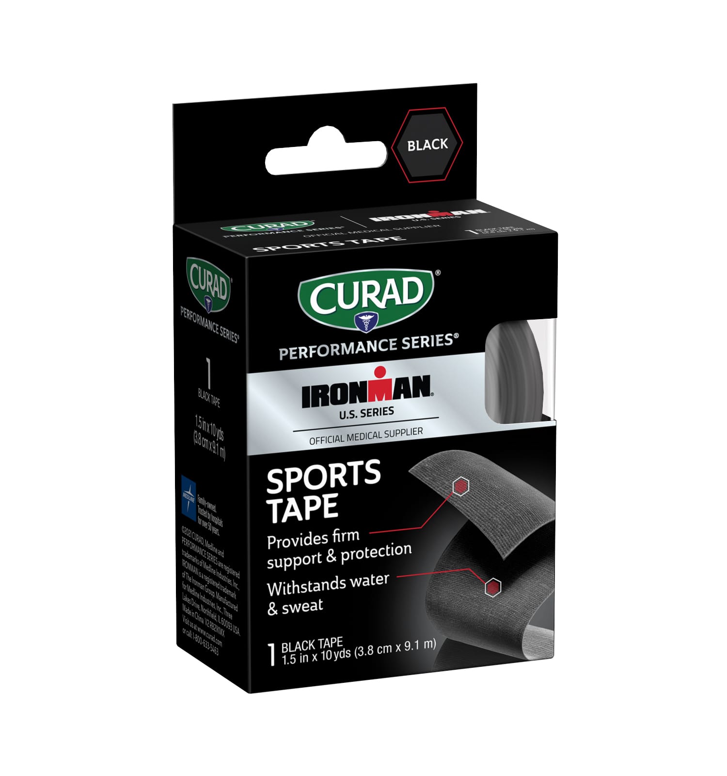 Curad Performance Series Black Sports Tape 3.8cm x 9.1m - Image 3