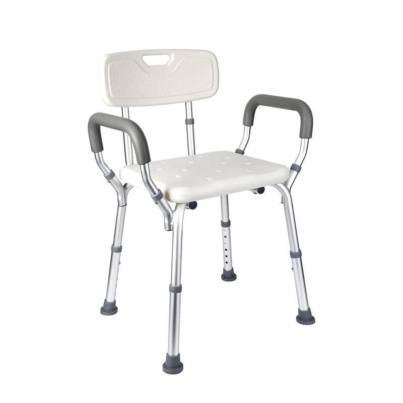 Shower Chair Seat with Padded Armrests for Bathtub Slip Resistant Adjustable Height