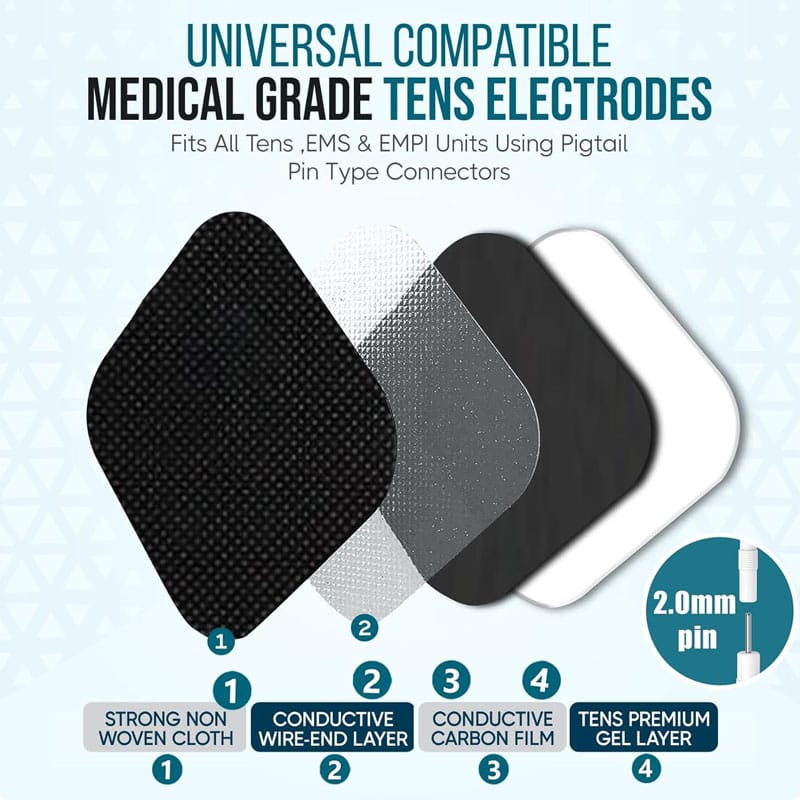 TENS Spare Electrode Black Pad 5cm x 5 cm Pack of 2 Pcs - Image 3
